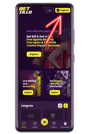 Go to the official Betzillo Сasino website and register.